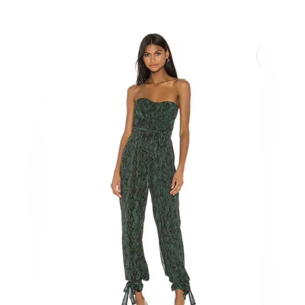 MICHAEL COSTELLO X REVOLVE Gwendolyn Jumpsuit  in Green Snake size Medium